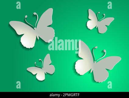 Vivid Paper Butterfly On Flat Style Vector Design Stock Vector