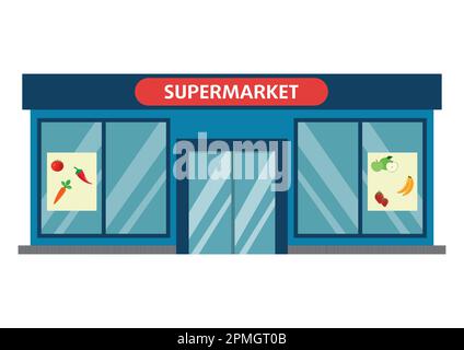 Vector illustration of Supermarket Building. Supermarket Building Stock Vector