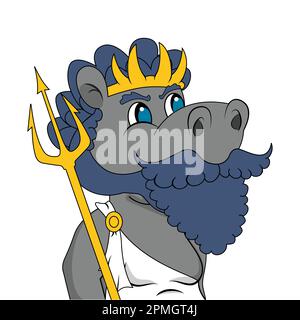 Vector illustration of the Poseidon hippopotamus isolated on white background Stock Vector