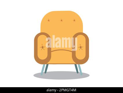 Yellow armchair in retro style vector illustration Stock Vector