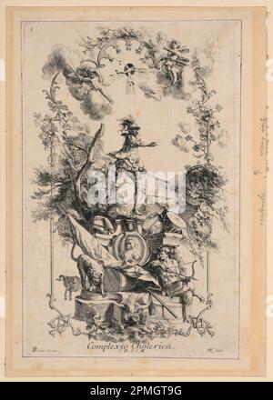 Print, Design for a panel Representing the Choleric Temperament; Germany; etching on paper, remargined; 28.4 × 17.4 cm (11 3/16 × 6 7/8 in.) Stock Photo