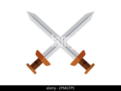 Two medieval swords isolated on white background. Vector illustration Stock Vector