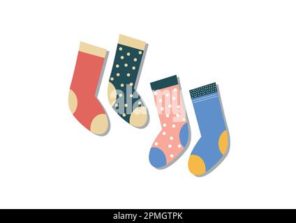 Two socks with decorations in retro style vector illustration Stock Vector