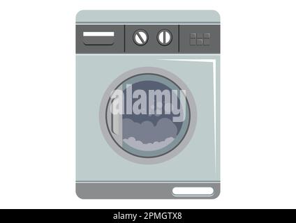 Washing machine for household chores. Modern laundry. Vector illustration of washing machine isolated on white background Stock Vector