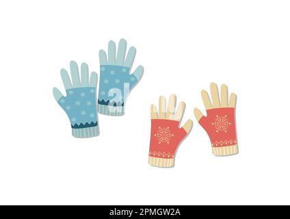 Winter gloves with winter decoration isolated on white background vector illustration Stock Vector