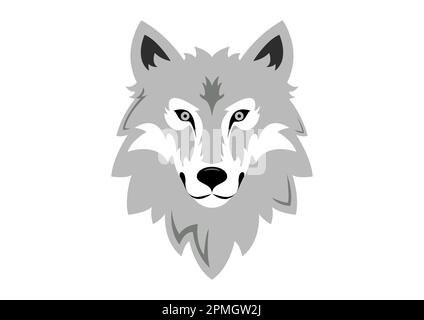 Wolf Head Icon Logo Flat Design Vector Stock Vector