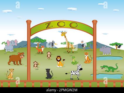 Zoo animals collection. Wildlife animals Stock Vector
