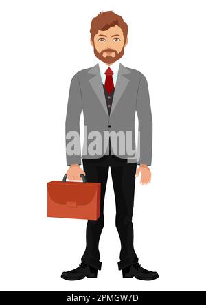 Vector illustration of businessman isolated on white background. Elegant young man in business suit Stock Vector