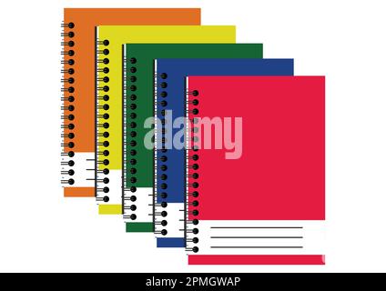 Vector Illustration of Different colors of Notebooks. School Notebooks Stock Vector