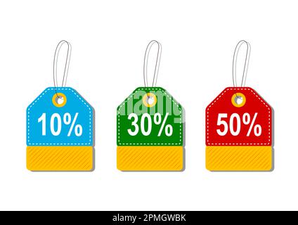 Vector illustration of discount tags isolated on white background Stock Vector