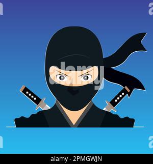 Vector illustration of Ninja face Stock Vector