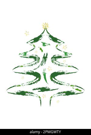 Watercolor Painting Christmas Tree On White Background Vector Stock Vector