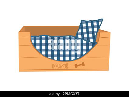 Wood couch for dogs isolated on white background Stock Vector