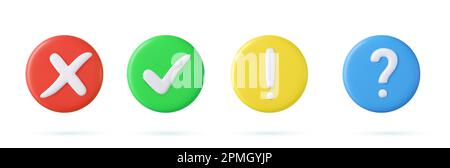 3d button , check mark, question, attention Stock Vector