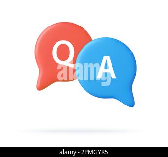 3d Speech bubble with q and a letters, Stock Vector