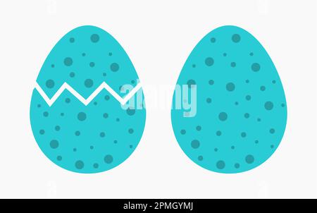 Blue Easter eggs icons. Cracked egg. Vector illustration. Stock Vector