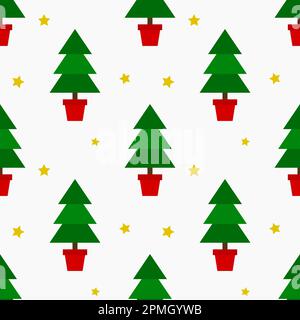 Christmas trees seamless pattern. Christmas cartoon background. Vector illustratrion. Stock Vector