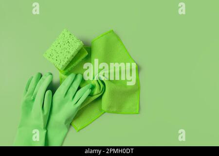 Cleaning set for different surfaces in kitchen, bathroom and other rooms Stock Photo