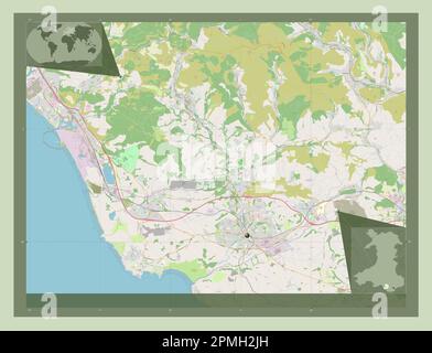 Bridgend, region of Wales - Great Britain. Open Street Map. Corner auxiliary location maps Stock Photo