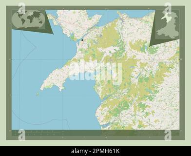 Gwynedd, region of Wales - Great Britain. Open Street Map. Corner auxiliary location maps Stock Photo