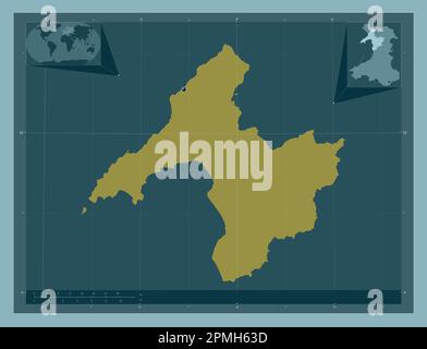 Gwynedd, region of Wales - Great Britain. Solid color shape. Corner auxiliary location maps Stock Photo