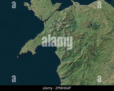 Gwynedd, region of Wales - Great Britain. Low resolution satellite map Stock Photo