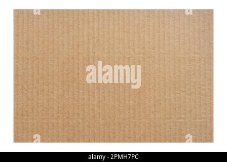 Brown cardboard paper sheet isolated on white background, front view closeup Stock Photo