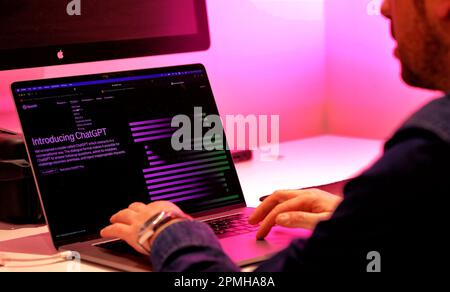 Connecting with AI and using a chat GPT Stock Photo