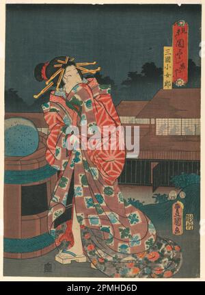 Woodblock Print, Geisha; Print Maker: Utagawa Kunisada; Japan; woodblock print (ukiyo-e) on mulberry paper (washi); 1955-111-83 Stock Photo