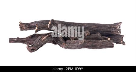 Common comfrey root isolated on white background. Dry roots of Symphytum officinale Stock Photo