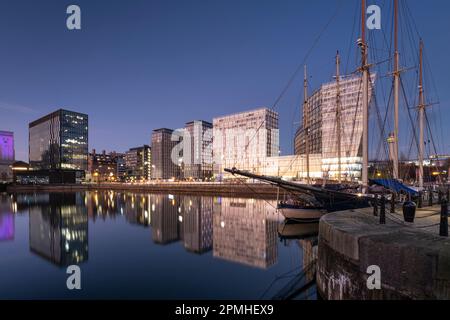 Tall Ships in Canning Dock and Liverpool Waterfront, Liverpool, Merseyside, England, United Kingdom, Europe Stock Photo