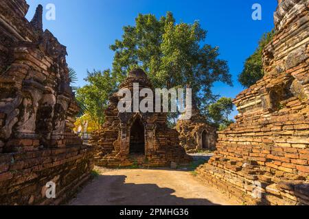 Pagoda ruins at Maha Nanda Kantha Monastery, Hsipaw, Shan State, Myanmar (Burma), Asia Stock Photo