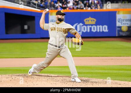 FLUSHING, NY - APRIL 11: San Diego Padres Pitcher Luis Garcia (66) delivers  a pitch during the seventh inning of the Major League Baseball game between  the San Diego Padres and the