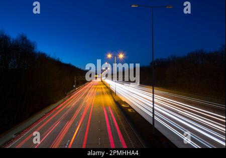 Motorway M25 at dusk, England, United Kingdom, Europe Stock Photo