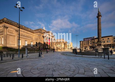 The Wellington Column and Walker Art Gallery, William Brown Street, Liverpool city centre, Liverpool, Merseyside, England, United Kingdom, Europe Stock Photo