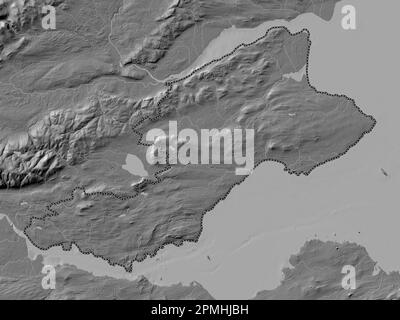 Fife, region of Scotland - Great Britain. Bilevel elevation map with lakes and rivers Stock Photo