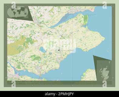 Fife, region of Scotland - Great Britain. Open Street Map. Corner auxiliary location maps Stock Photo