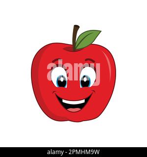 Happy Apple Mascot Cartoon. Suitable for poster, banner, web, icon, mascot, background Stock Vector