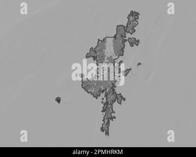 Shetland Islands, region of Scotland - Great Britain. Bilevel elevation map with lakes and rivers Stock Photo