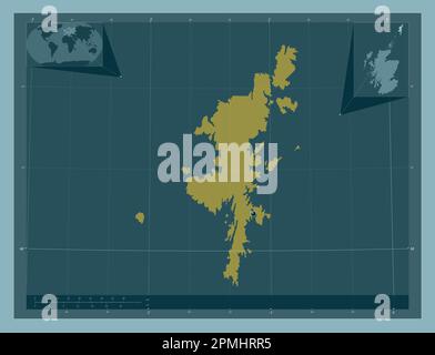 Shetland Islands, region of Scotland - Great Britain. Solid color shape. Corner auxiliary location maps Stock Photo