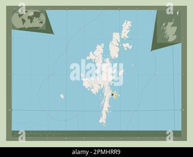 Shetland Islands, region of Scotland - Great Britain. Open Street Map. Corner auxiliary location maps Stock Photo