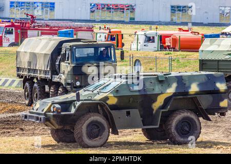 Lightly armored armored car KamAZ-43269 Shot K-43269 BPM-97 of the Russian Army at demonstration performances Stock Photo