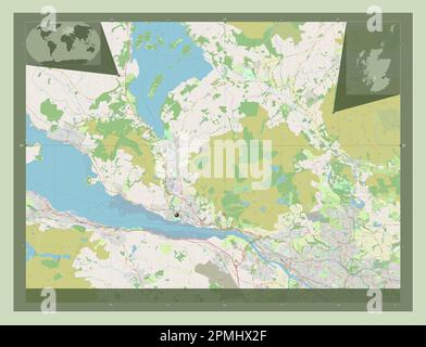 West Dunbartonshire, region of Scotland - Great Britain. Open Street Map. Corner auxiliary location maps Stock Photo