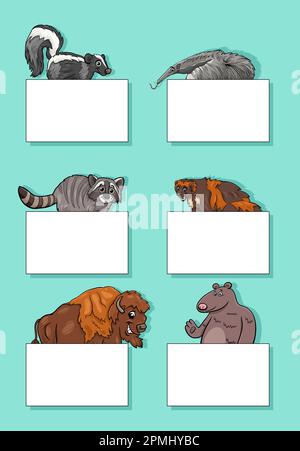 Wild animals with blank board template illustration Stock Vector Image ...