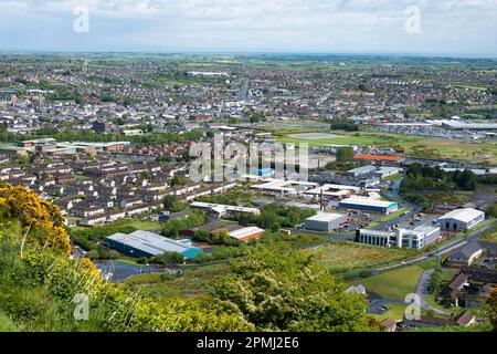 View of Newtownards from Scrabo Tower, Tower, County Down, Northern Ireland, Great Britain Stock Photo