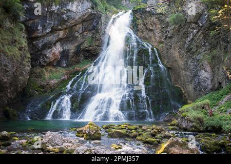 Golling Waterfall, Schwarzbach Falls, Golling, Tennengau, Land Salzburg, Austria Stock Photo
