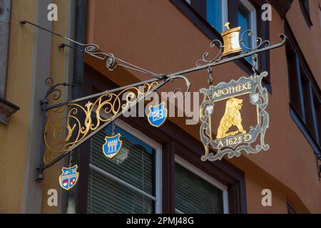 Sign, Pharmacy, Kitzingen am Main, Lower Franconia, Bavaria, Germany Stock Photo