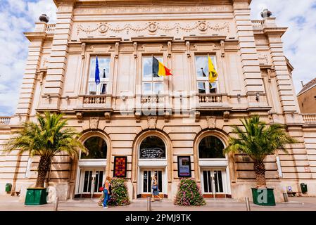 Main facade of the Town Theater, Stadsschouwburg, 19th Century. Leuven, Flemish Community, Flemish Region, Belgium, Europe Stock Photo