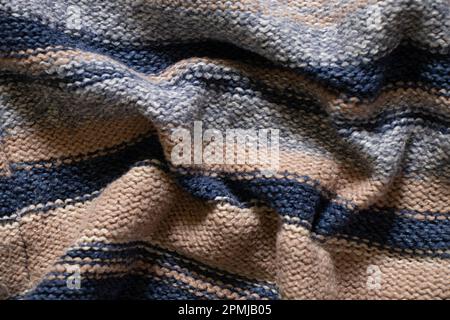 striped knitted fabric as background Stock Photo