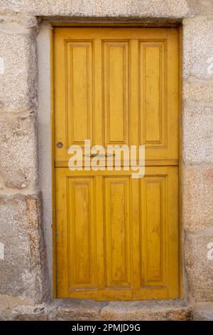 old door in a medieval house in the village of Allariz, Galicia. Spain. Stock Photo